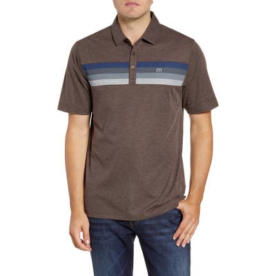 Travismathew Auto Pilot Regular Fit Stripe Pique Performance Polo, Brown