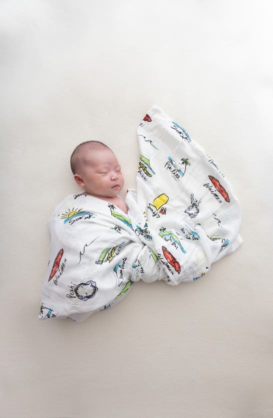 Shop Coco Moon Surf Report Swaddle Blanket In White Multi