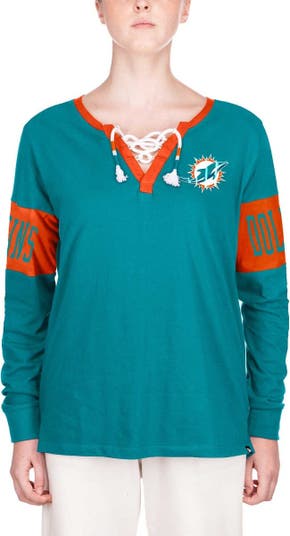 Women's New Era Orange Miami Marlins Jersey V-Neck T-Shirt