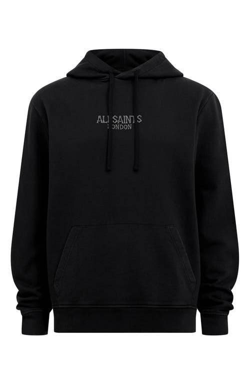 Shop Allsaints Bones Logo Hoodie In Washed Black