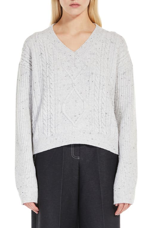 Carmela Mixed Stitch Wool Blend V-Neck Sweater in White