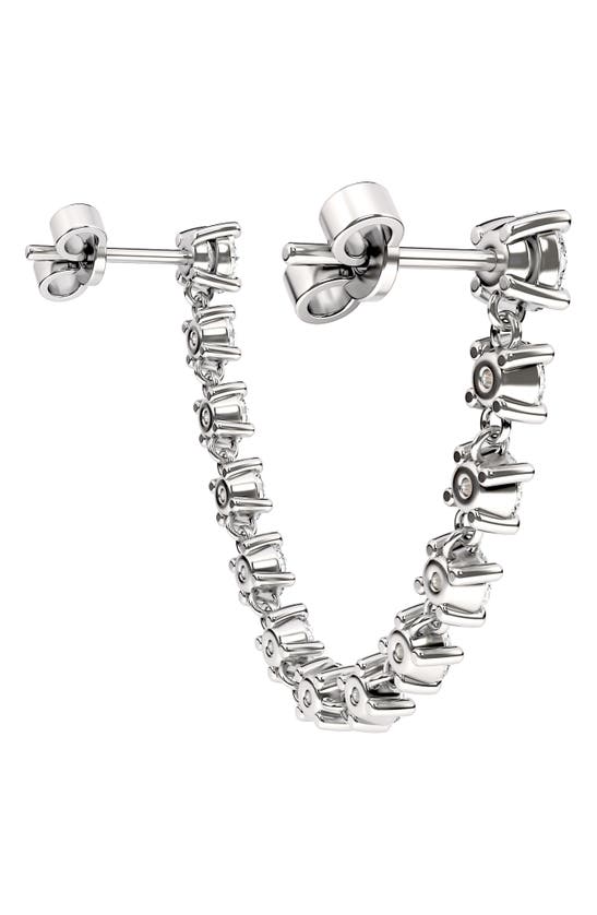 Hautecarat Lab-created Diamond Rope Chain Single Earring With Two Round Studs In 18k White Gold