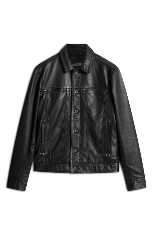 Shop John Varvatos Terrance Leather Trucker Jacket In Black