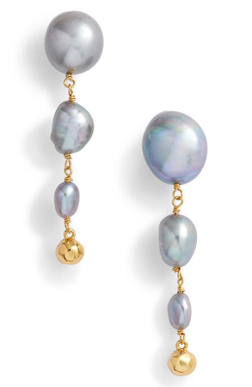 gorjana Vienna Freshwater Pearl Drop Earrings in Grey Pearl/Gold