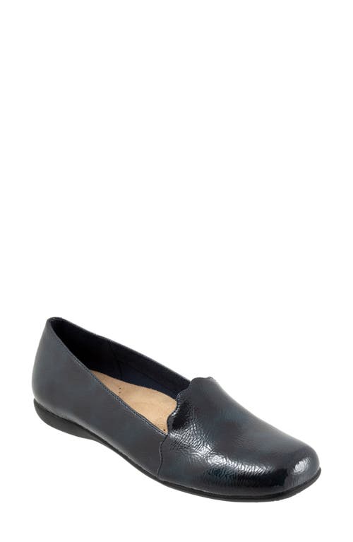 Trotters Sage Flat in Navy Patent 