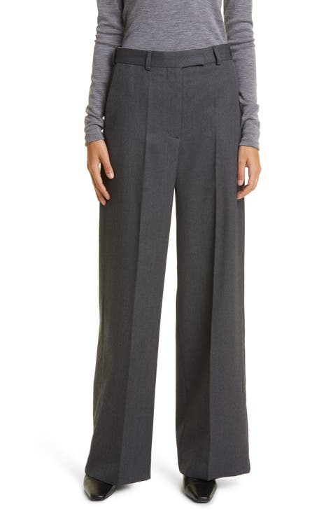 New Stylish Women's Cashmere Woolen Wide Leg Pants High Waist Trousers @
