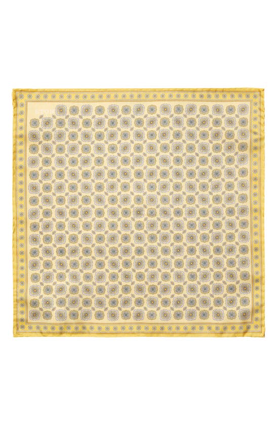 Shop Eton Medallion Silk Pocket Square In Light Pastel Yellow
