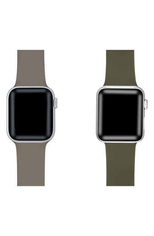 Shop The Posh Tech Assorted 2-pack Silicone Apple Watch® Watchbands In Coffee/green