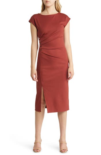 Halogen ® Ponte Knit Midi Dress In Brown