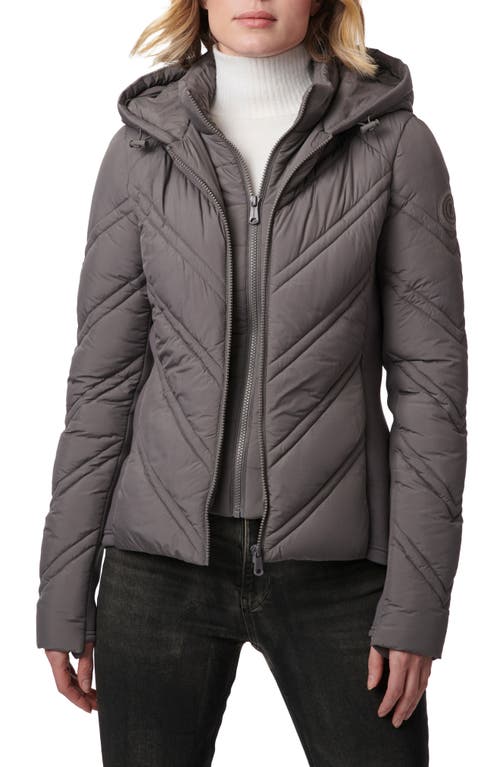 Shop Bernardo Hooded Puffer Jacket With Bib In Pewter