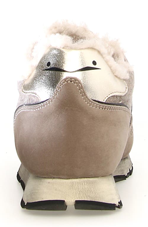 Voile Blanche Julia Genuine Shearling Sneaker In Taupe Beige