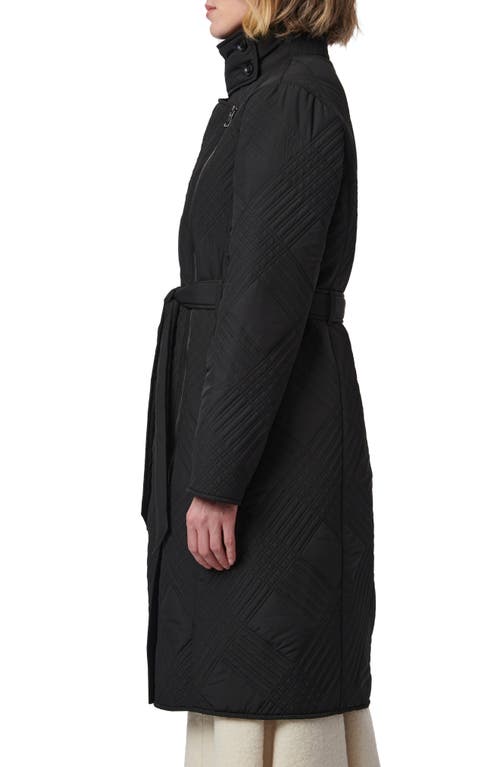 Shop Bernardo Crisscross Quilted Belted Coat In Black