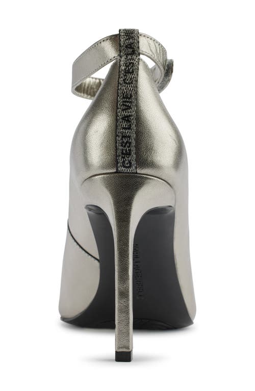 Shop Karl Lagerfeld Paris Sury Ankle Strap Pump In Pewter