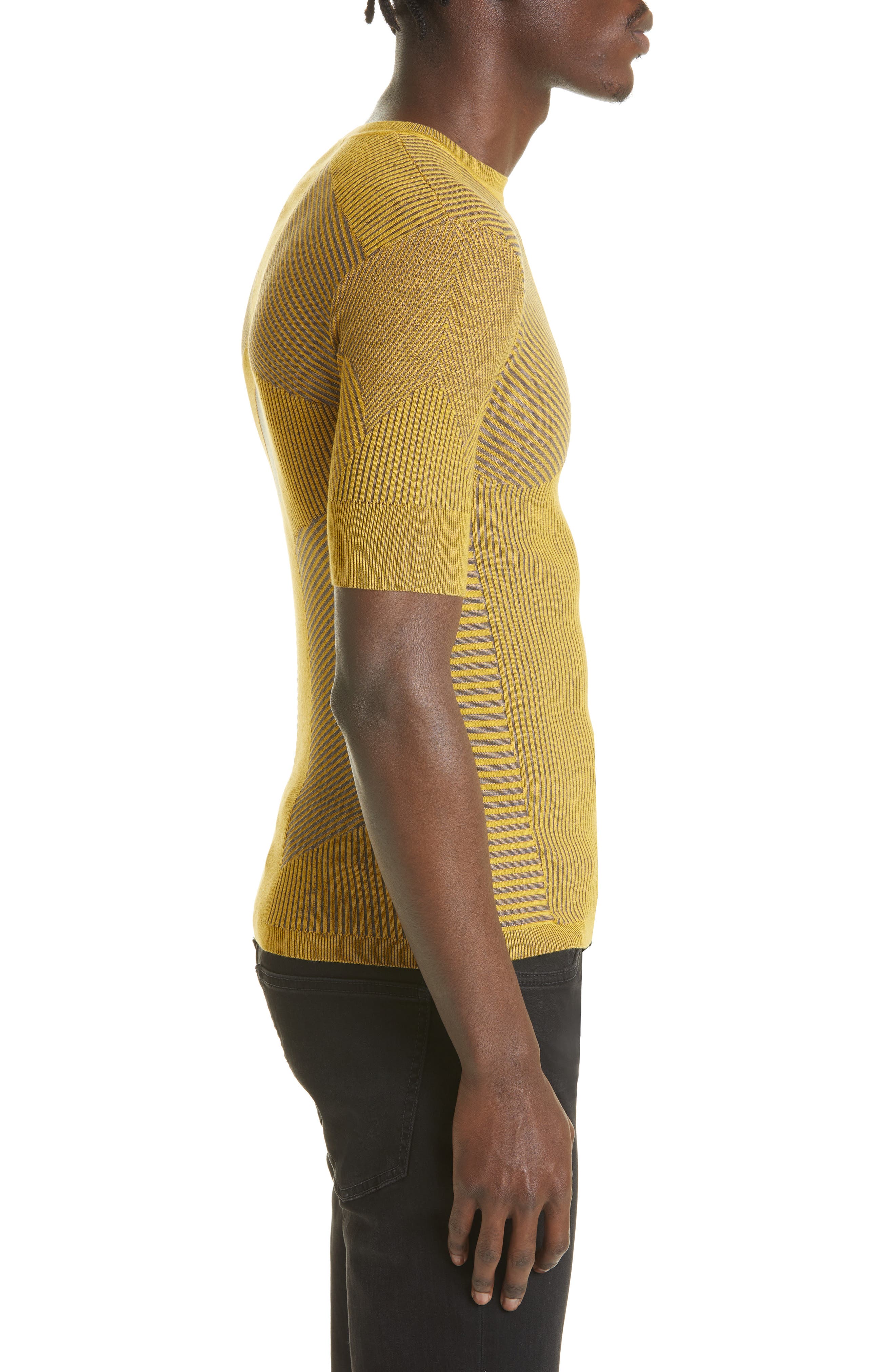 O. Studio Design Men's Pilot Technical Short Sleeve Sweater in Solar Yellow