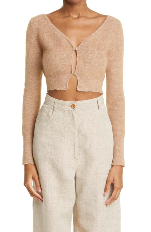 Jacquemus Alzou Mohair Blend Crop Cardigan In Light Brown