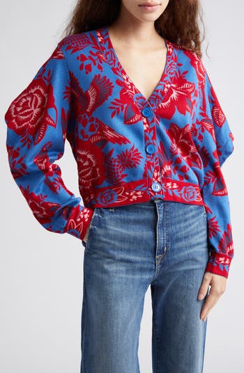 Blue 2025 floral cardigan