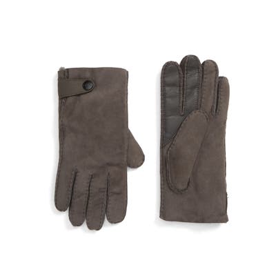 UGG Genuine Shearling Lined Leather Tech Gloves, Grey