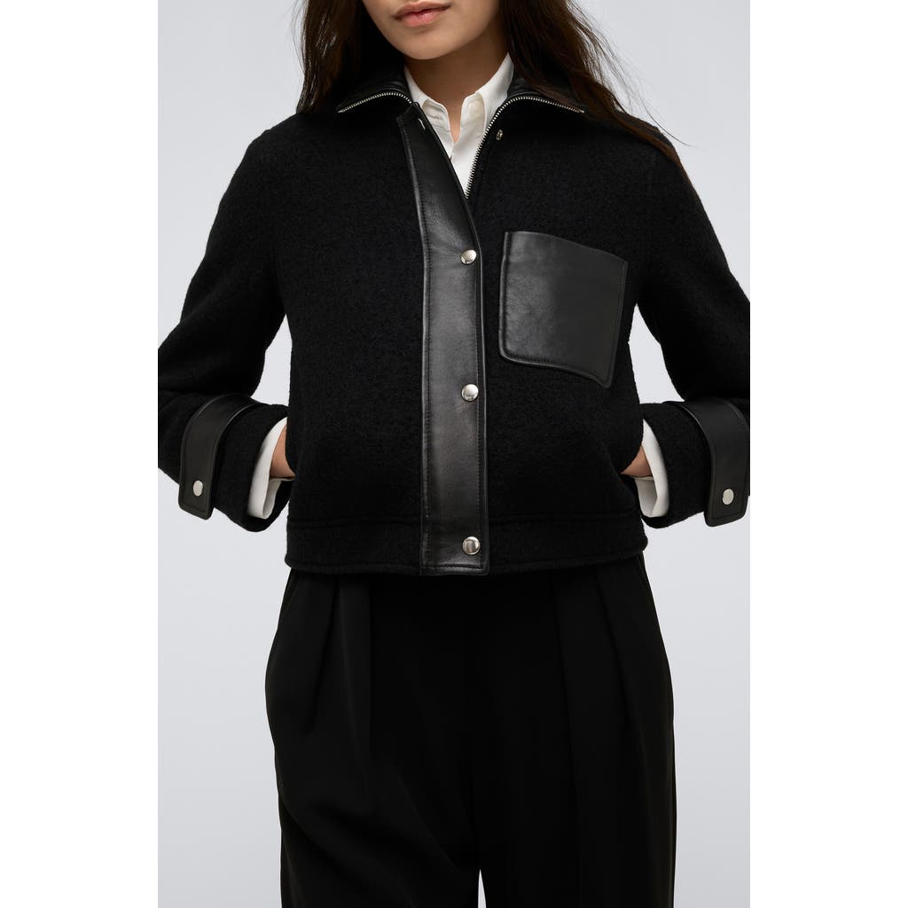 Kenneth Cole Wool Blend Crop Jacket In Black