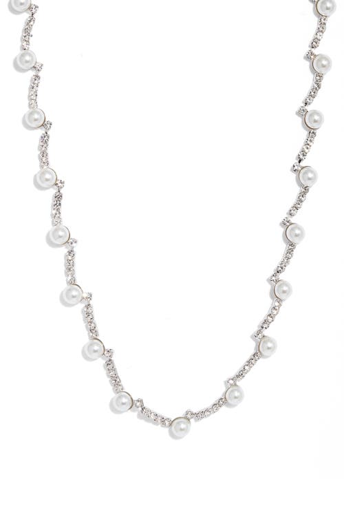 CRISTABELLE Fine Crystal & Imitation Pearl Necklace in Crystal/Pearl/Rhodium
