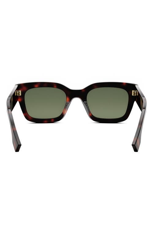 Shop Fendi ' Signature 50mm Rectangular Sunglasses In Red Havana/green