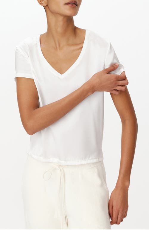 ATM Anthony Thomas Melillo Stretch Silk V-Neck T-Shirt in White 