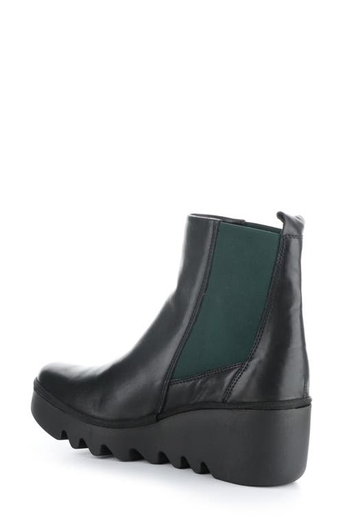 Shop Fly London Fly Long Bagu Wedge Chelsea Boot In Black/teal