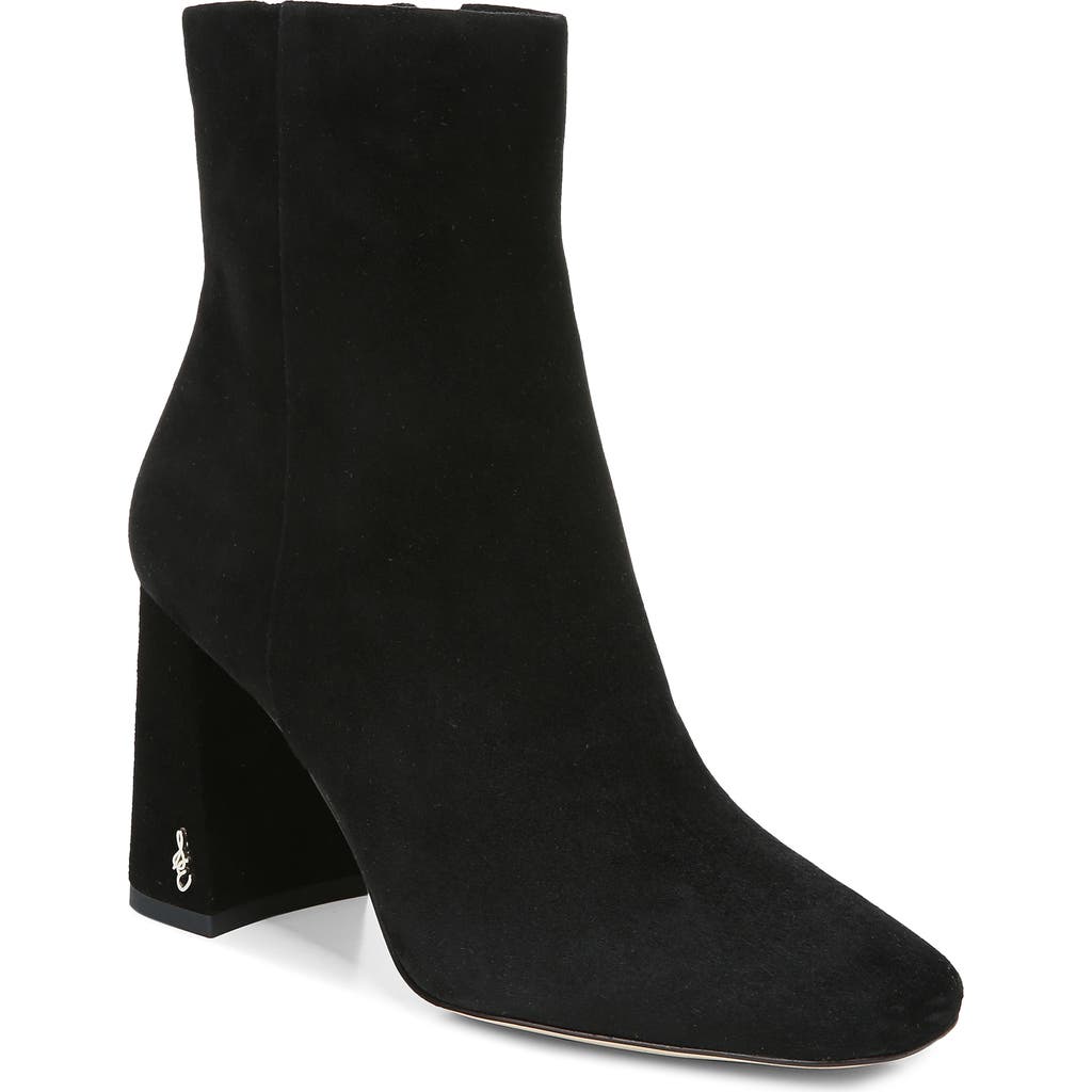 Sam Edelman Codie Square Toe Bootie In Black Suede