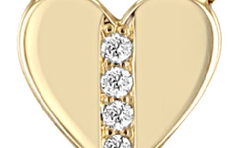 Shop Zoë Chicco Midi Bitty Diamond Heart Necklace In Yellow Gold