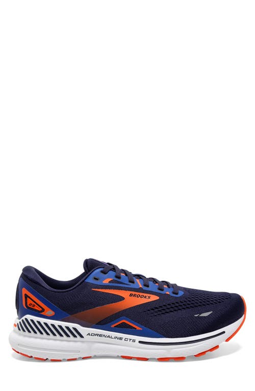 Shop Brooks Adrenaline Gts 23 Running Sneaker In Peacoat/orange/surf The Web