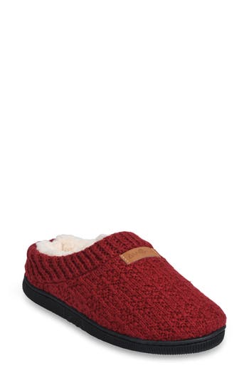 Gaahuu Textured Knit Faux Shearling Lined Slipper In Ruby Red