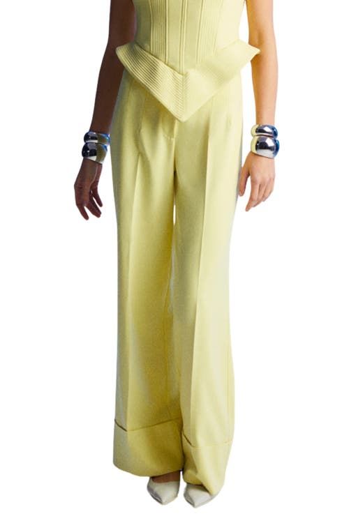 Shop Nocturne High Waist Palazzo Pants In Yellow