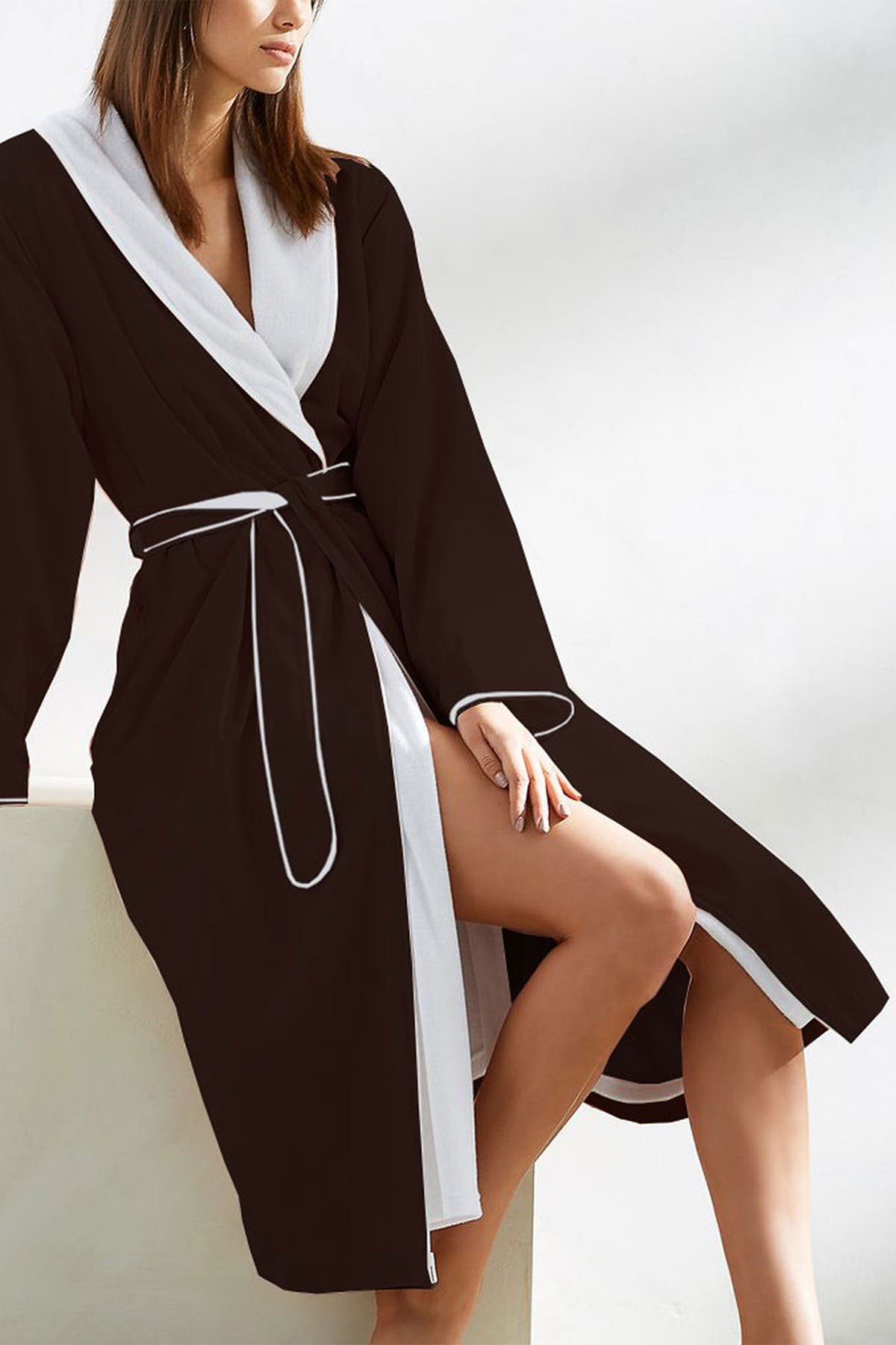 H2 Home Collection Luxury Microfiber Spa Robe In Brown