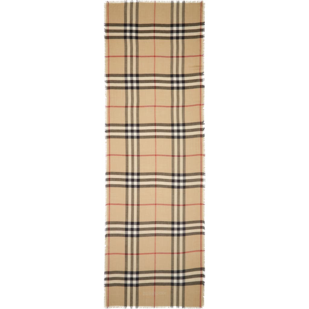 Burberry Check Reversible Wool & Silk Scarf In Neutral