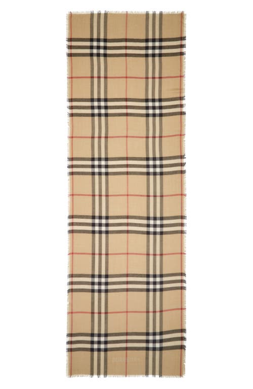 burberry Check Reversible Wool & Silk Scarf in Sand/Lichen at Nordstrom