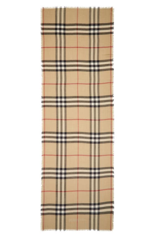 Burberry Check Reversible Wool & Silk Scarf In Sand/lichen