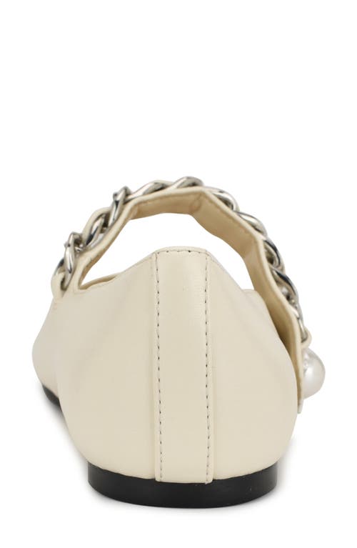 Nine West Platy Mary Jane Cap Toe Flat In Ivory