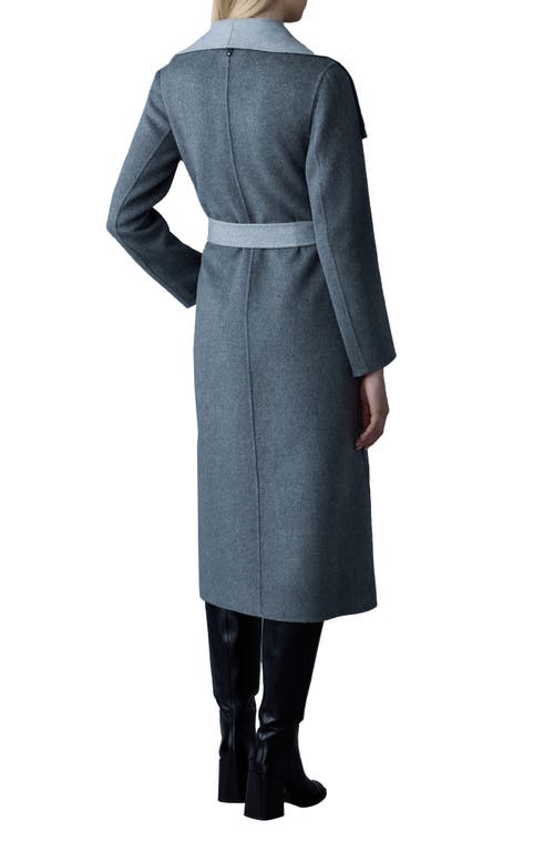 Mackage Mai Wool Belted Wrap Coat In Carbon Mix-light Grey Mix