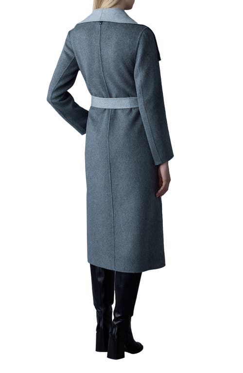 Shop Mackage Mai Wool Long Wrap Coat In Carbon Mix-light Grey Mix