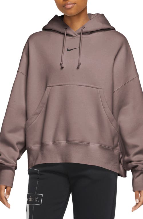 Nike Sportswear Phoenix Fleece Pullover Hoodie In Smokey Mauve/black