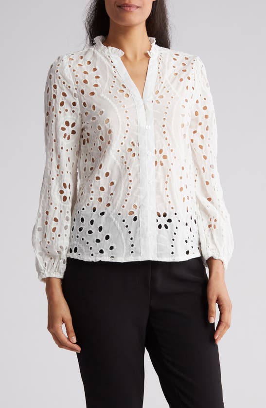 FORGOTTEN GRACE FORGOTTEN GRACE COTTON EYELET BUTTON-UP SHIRT