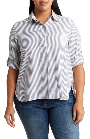 MAX STUDIO MAX STUDIO STRIPE POPOVER TUNIC