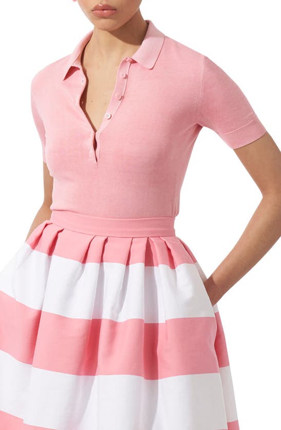 Shop Carolina Herrera Silk & Cotton Polo In Shell Pink