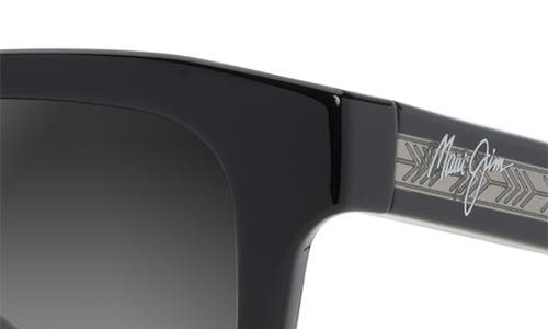 Maui Jim Maluhia 52mm Gradient Polarizedplus2® Square Sunglasses In Shiny Black W/trans Light Grey