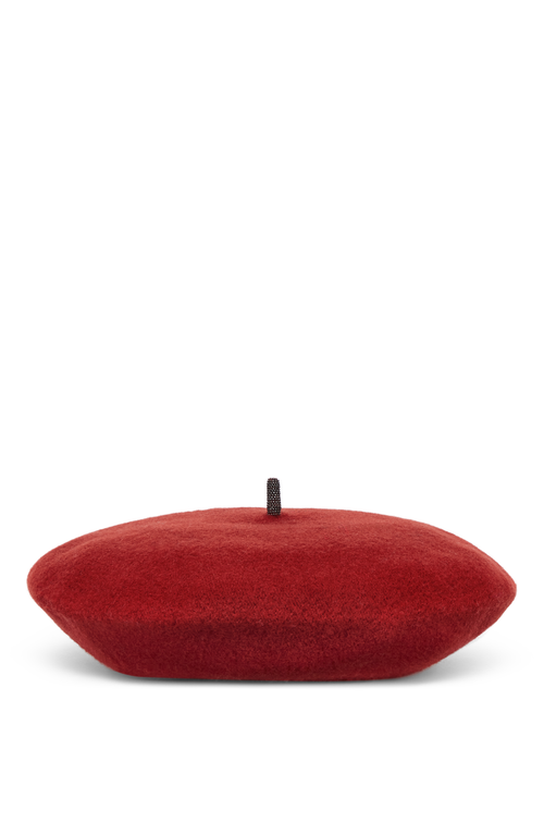 Shop Brunello Cucinelli Wool Beret With Precious Detail In Red