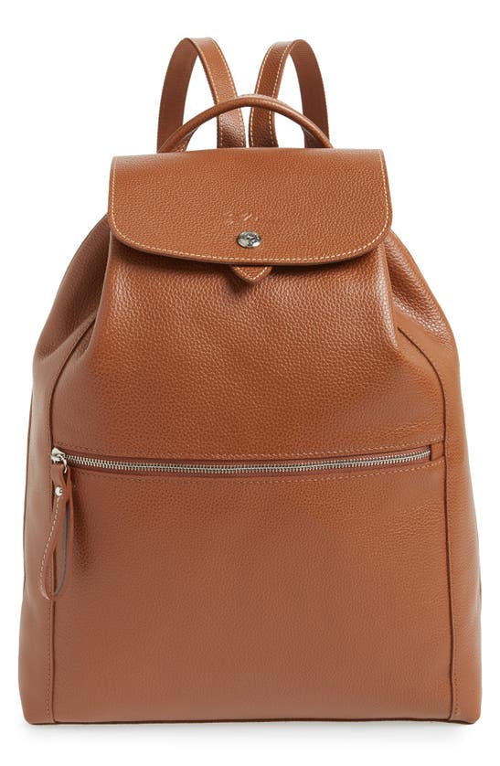 Longchamp Veau Leather Backpack In Cognac