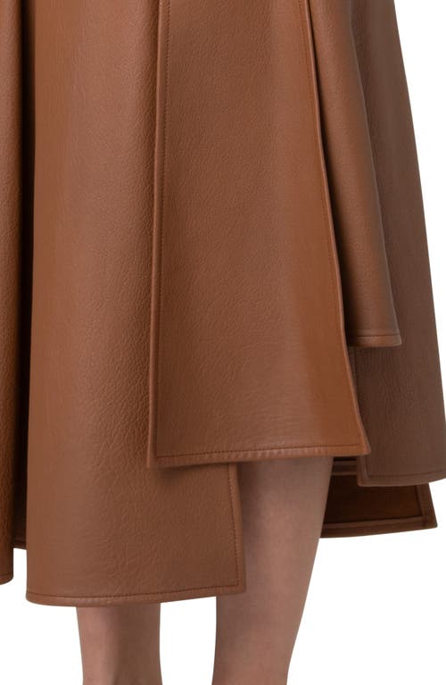Shop Akris Asymmetric Leather Midi Skirt In Vicuna