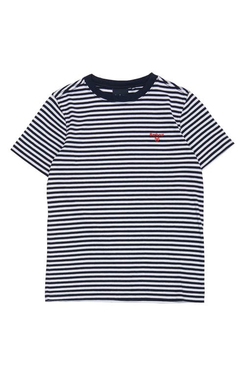 Barbour Kids' Blake Stripe Cotton T-Shirt in Navy