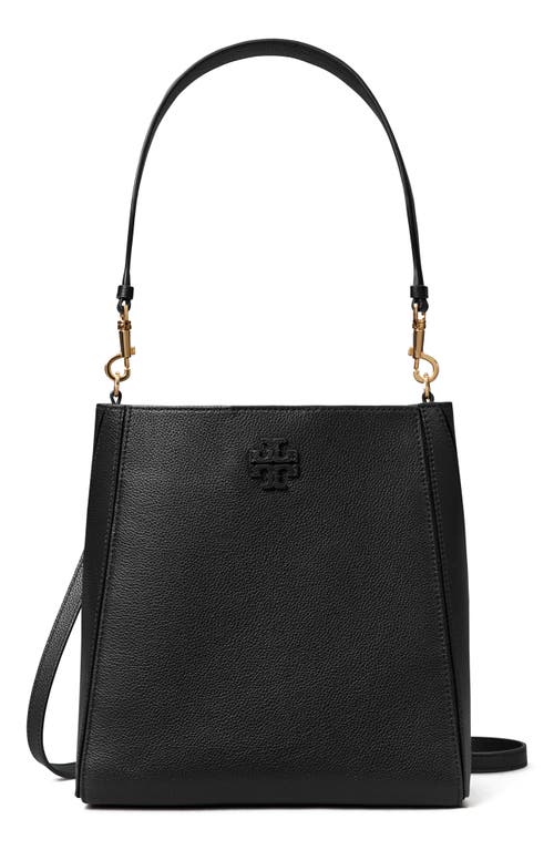 Shop Tory Burch Mcgraw Leather Bucket Bag In Black