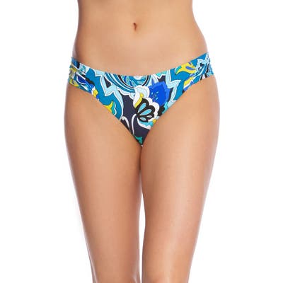 Trina Turk Ipanema Shirred Side Hipster Bikini Bottoms, Blue