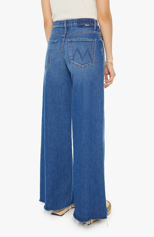 Shop Mother The Swisher Sneak Fray Hem Wide Leg Jeans In Punch Buggy